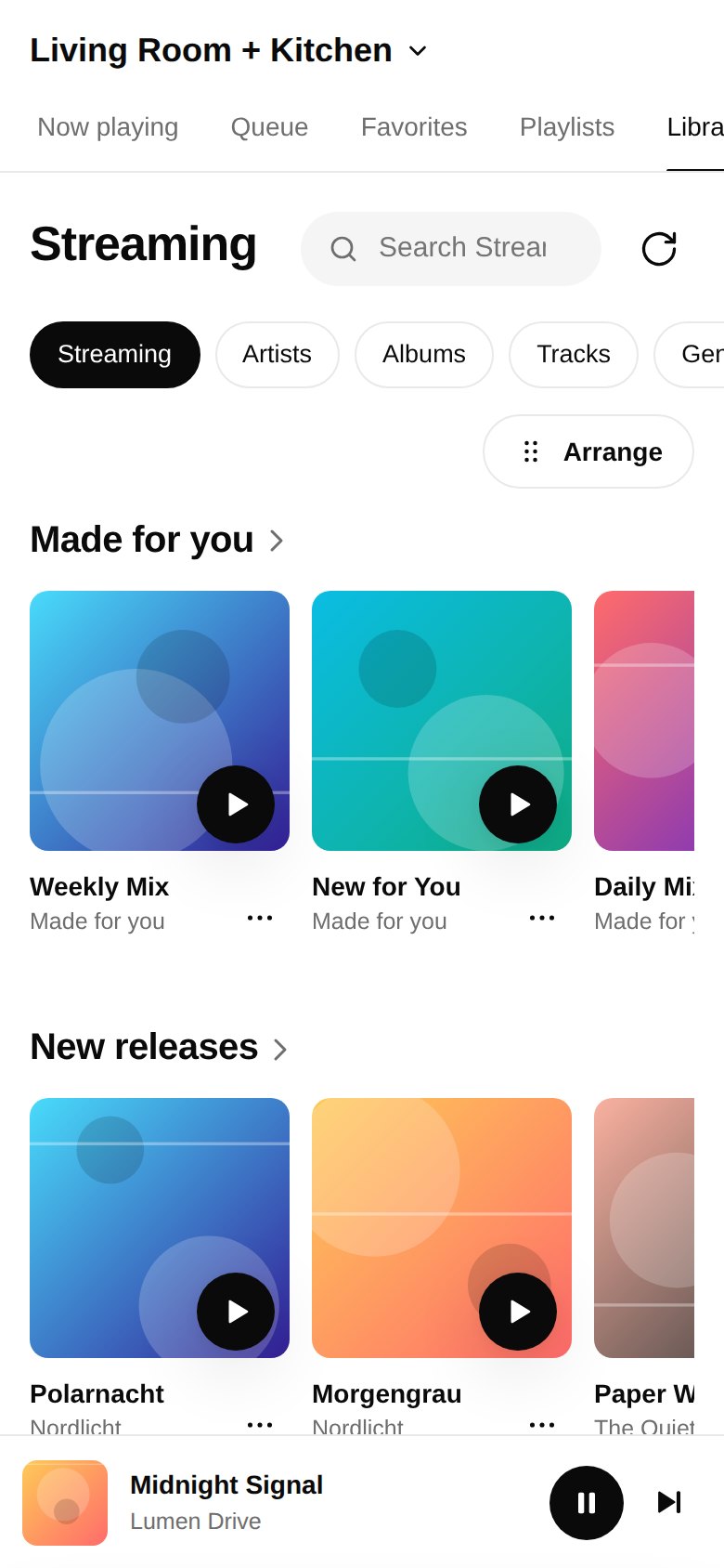 Music service on a phone