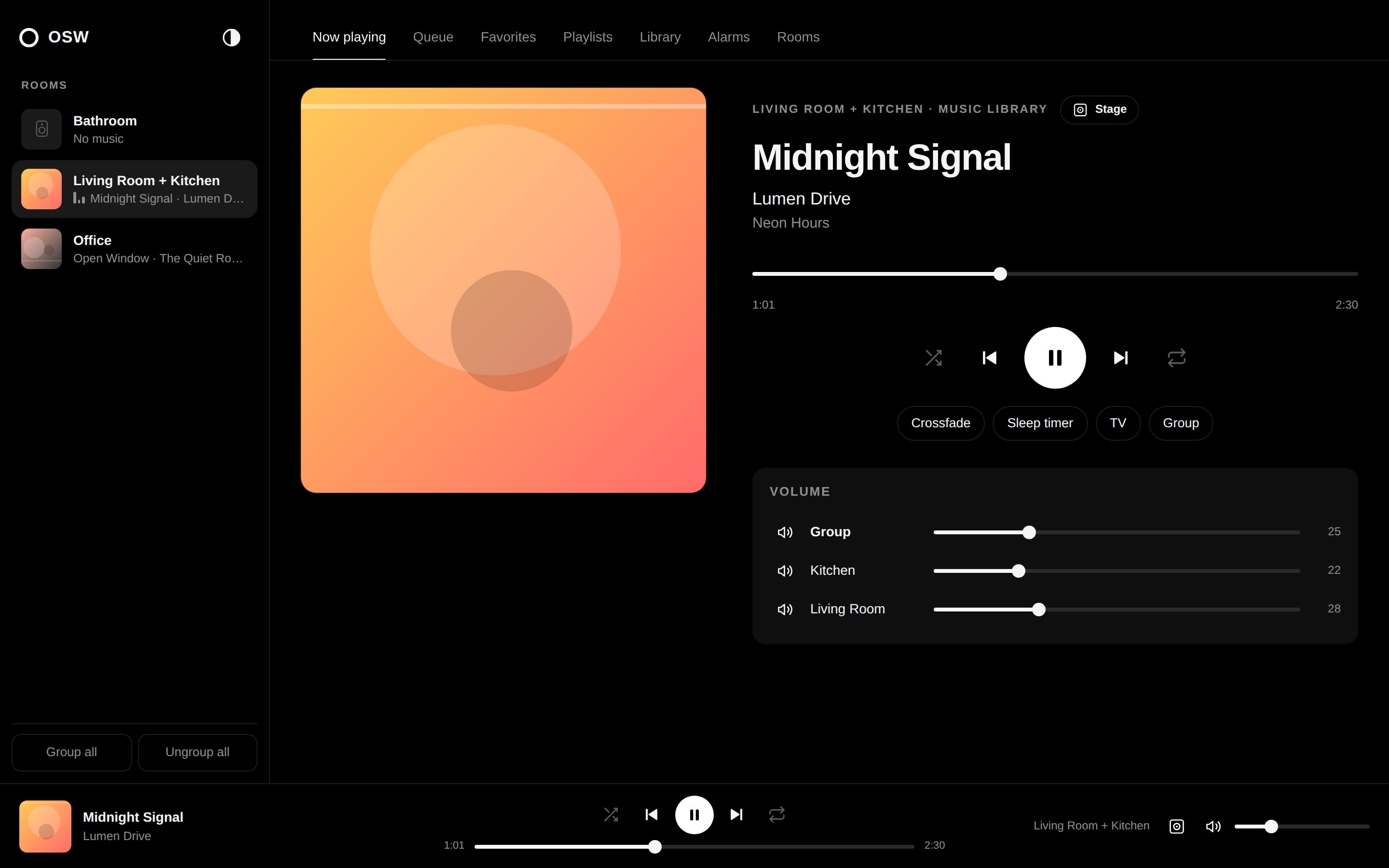 Now playing – dark theme